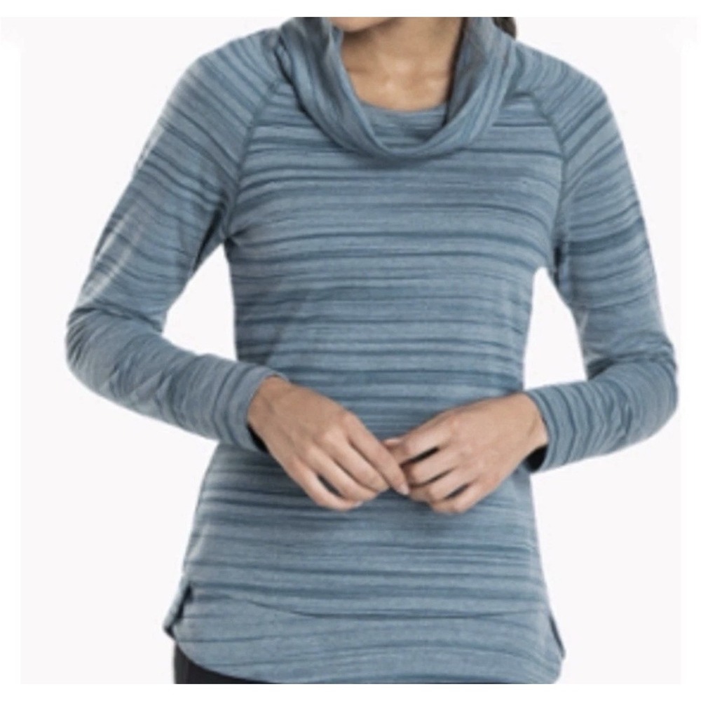 Kuhl Womens Piper Cowl Neck Pullover Striped Blue Long Sleeve Top Size M 4201‎